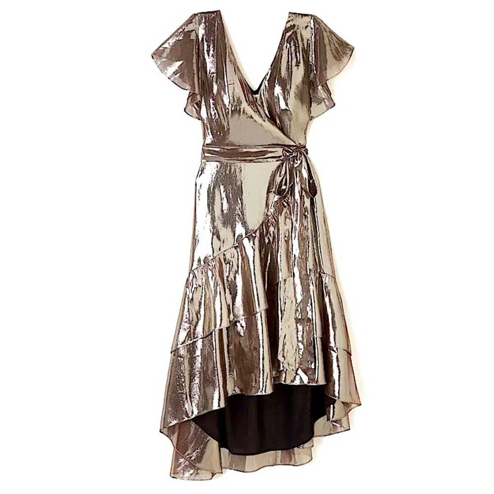Tanya Taylor silk chrome tan dress - NWOT, size S